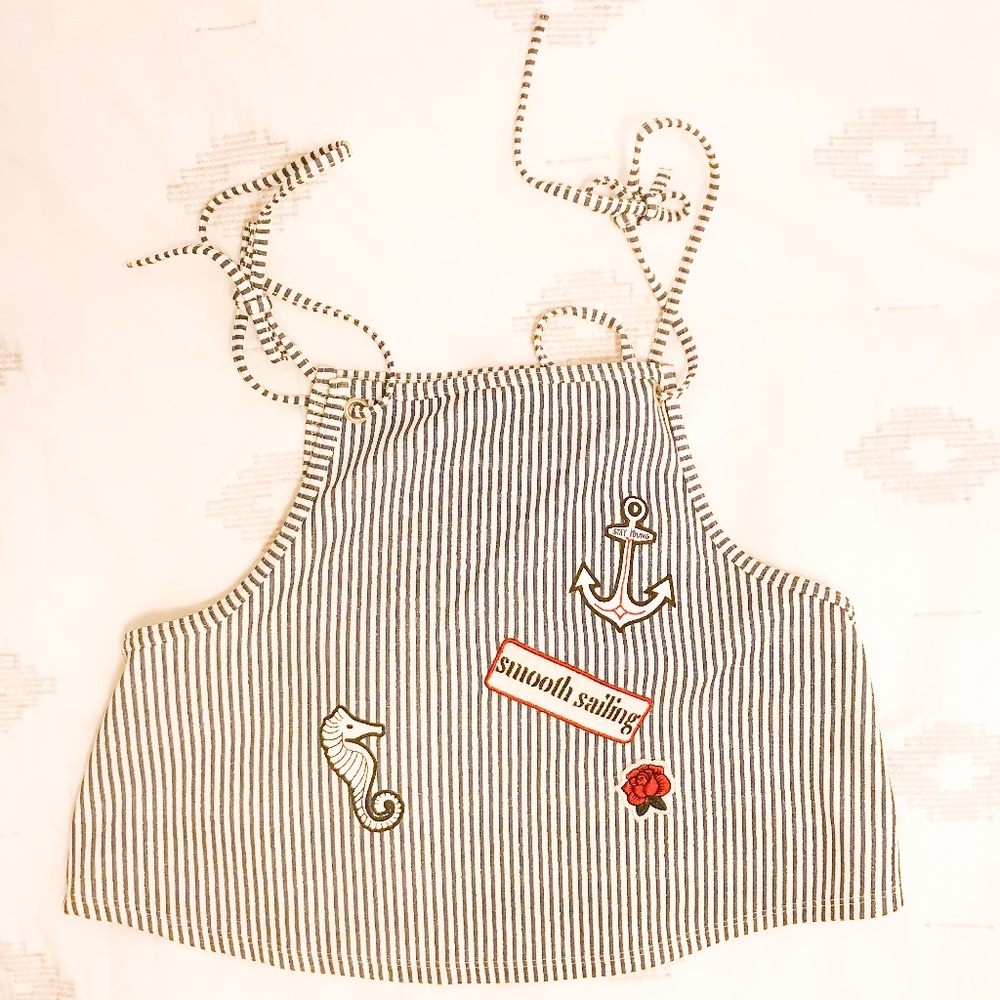 Zara Navy stripe Sling Anchor Embroidery